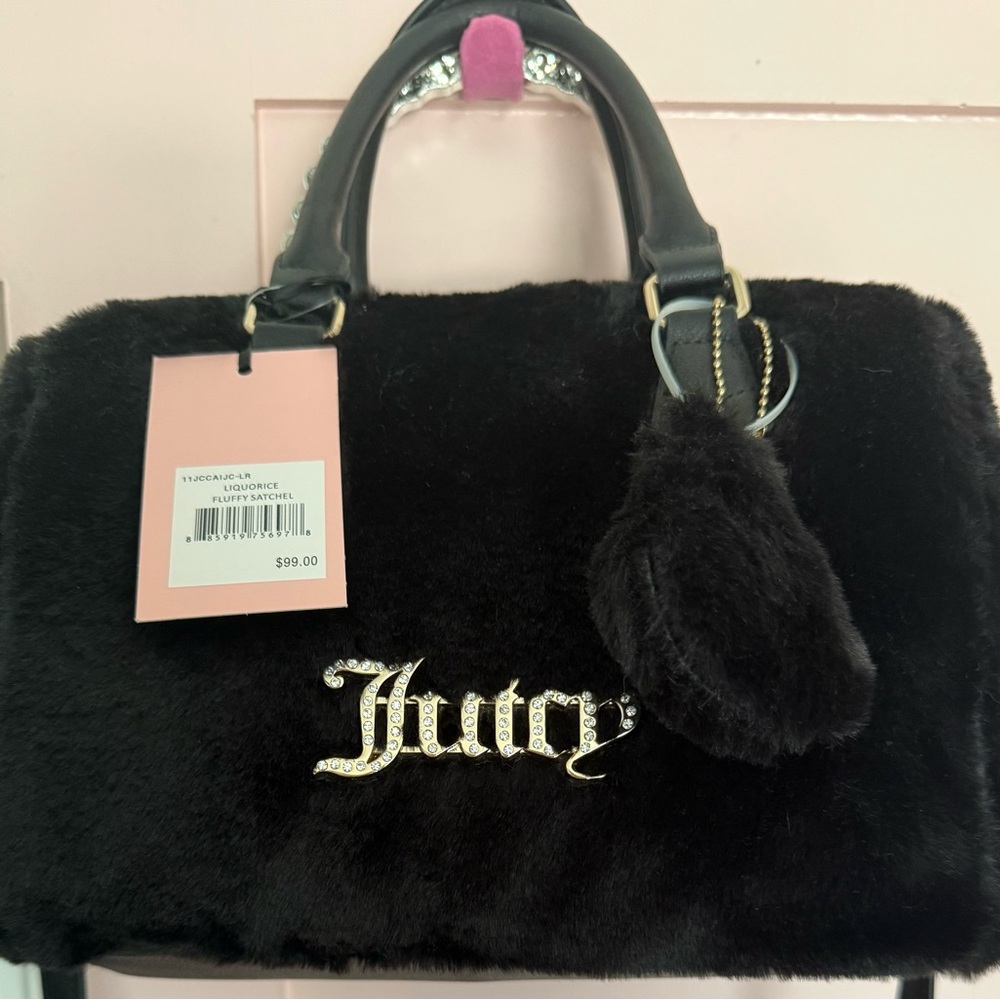Juicy Couture Black Faux Fur Satchel
